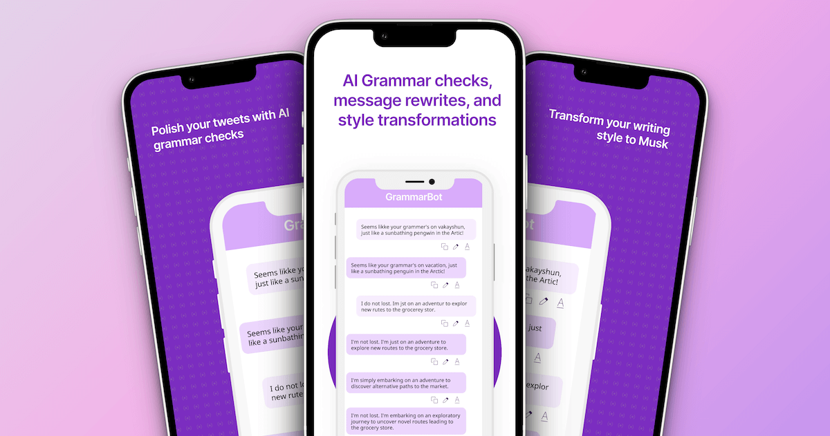 GrammarBot app- Al Grammar checks message rewrites and style transformations logo